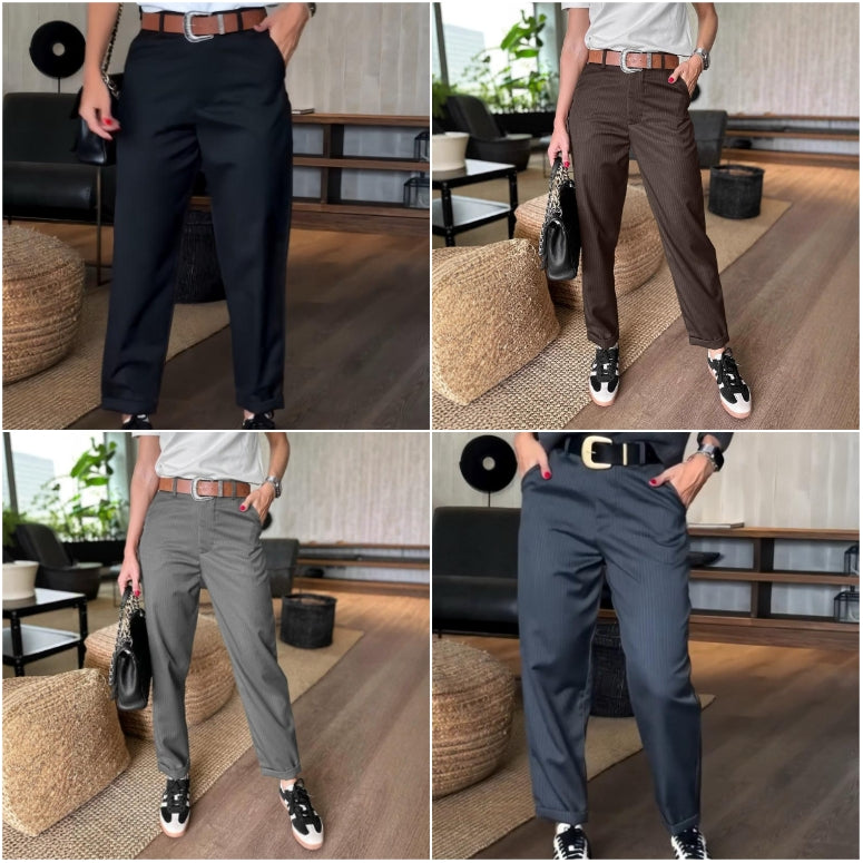 Icone™ ClassyPants: Klassisk Rak Passform Hög Midja Dambyxor