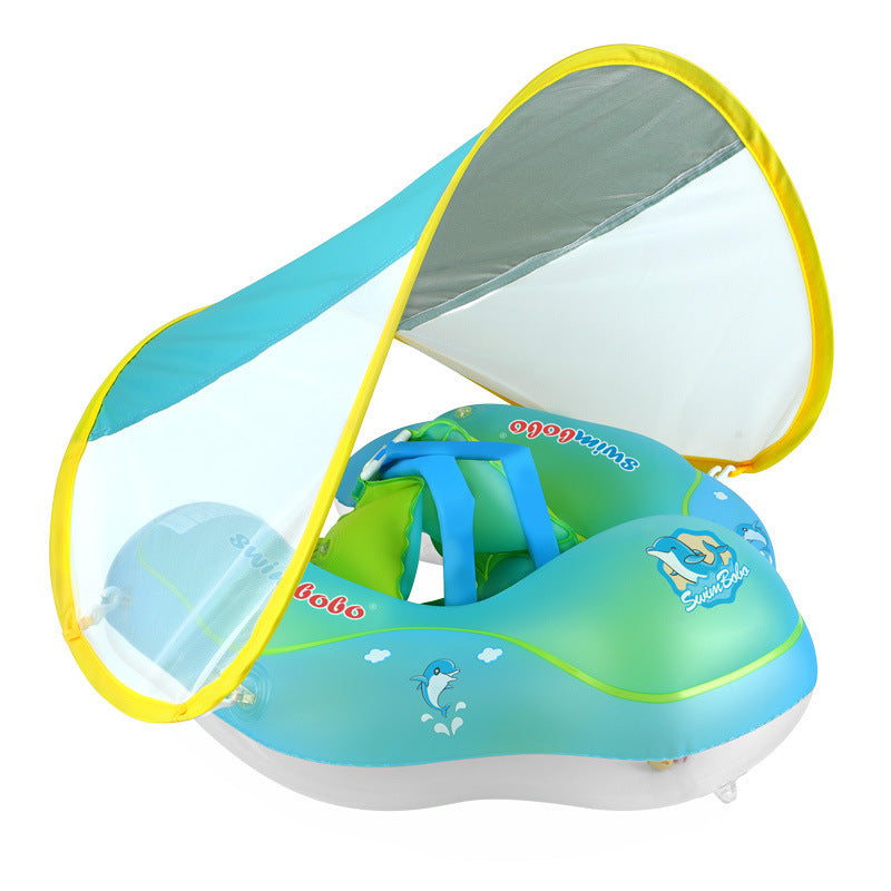 Kletshuts™ BabyFloat: Babypoolflotta Med Inbyggt Solskydd 