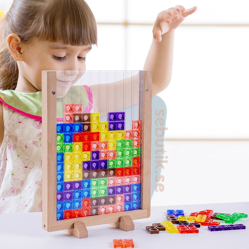 Kletshuts™ BrainyBlocks - 3D Tangram Träpussel &amp; Pedagogisk Brädspel 