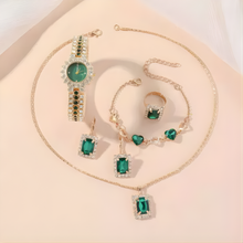 Jewelance™ JewelrySet: Mode Lyx Smaragd Grön Smycken Set Present Box