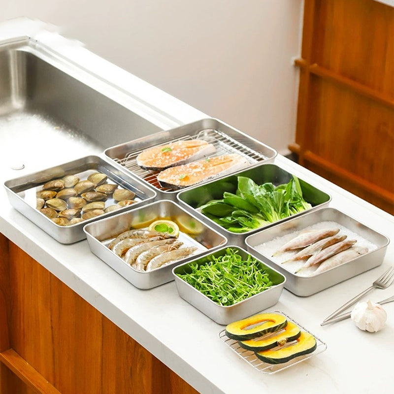 Globetrek° FreshSeal - Rostfri Stål Fyrkant Lagring Panorera Med Lock