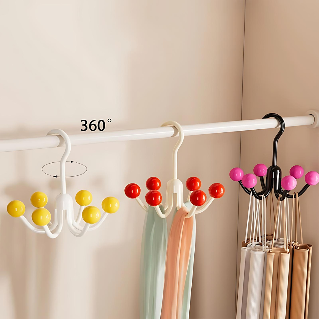 GlideHold® HangerHooks: 360° Vridbar 6 Klor Krokar Garderobs Organiserare Hängare