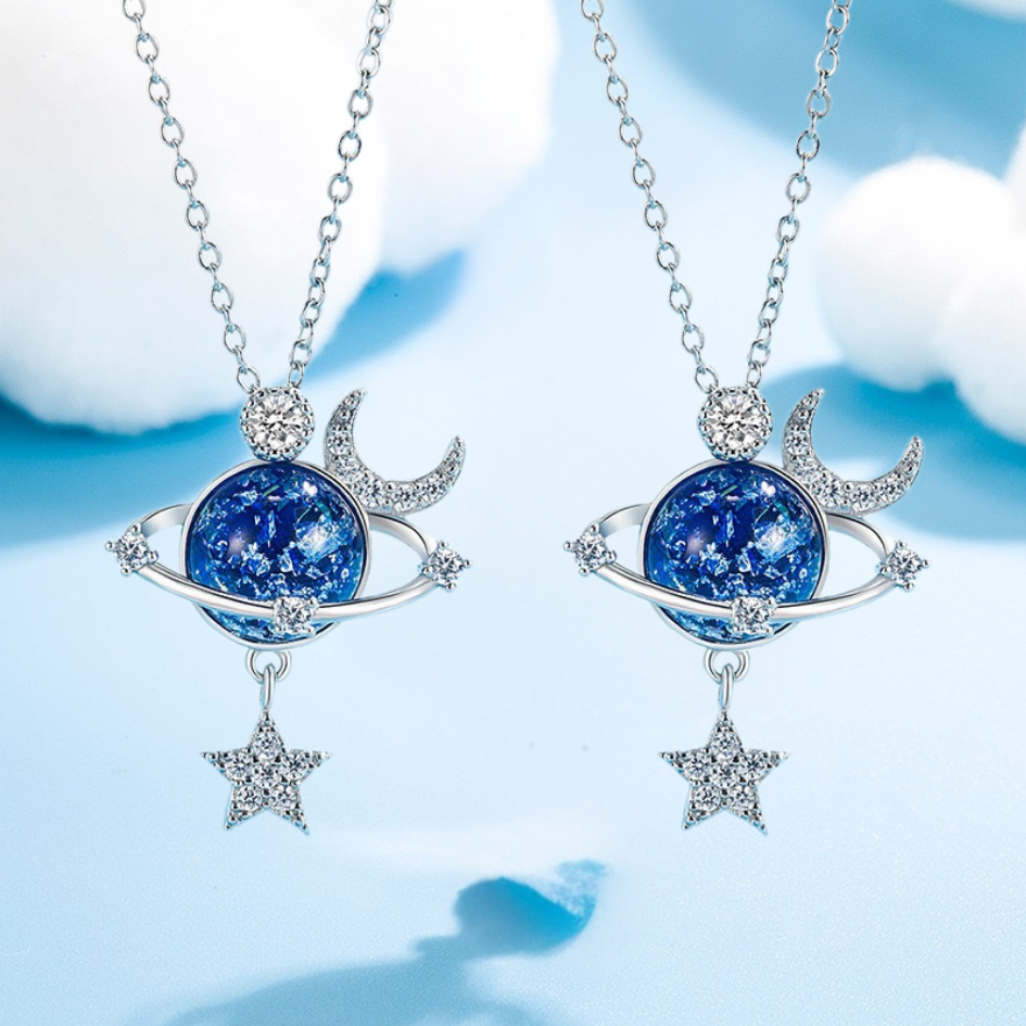 Jewelance™ MoonNecklace 1+1 GRATIS: Blå Planet Stjärna Måne Hänge Halsband