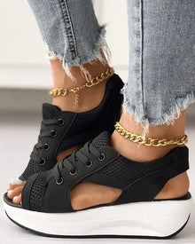 Happy™ MuffinSandaler: Utskuren Spets Upp Muffin Sandaler