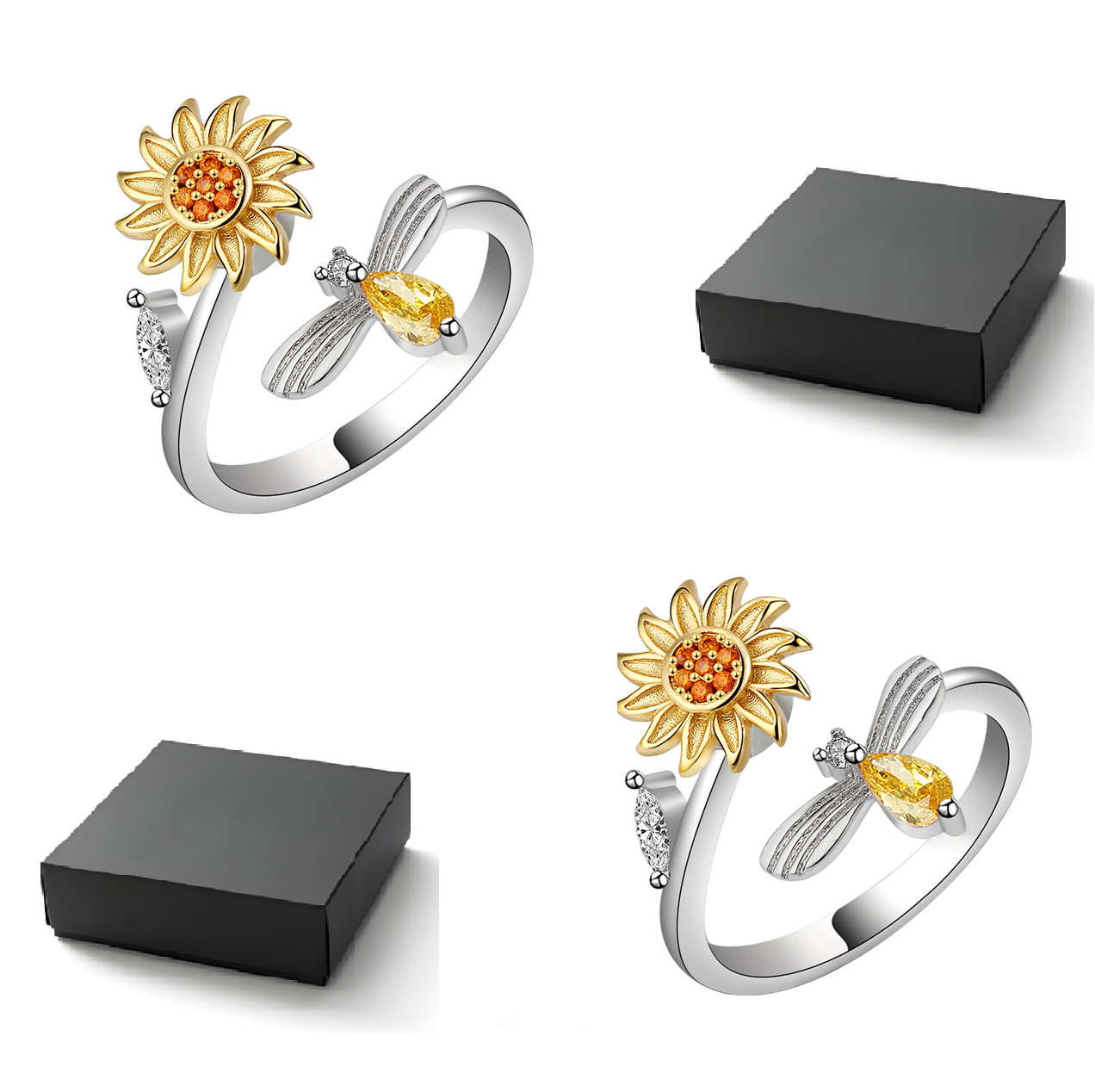 Jewelance™ Solrosring 1+1 GRATIS: Elegant Justerbar Roterande Solrosring