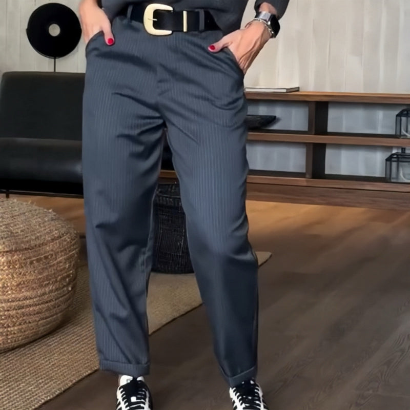 Icone™ ClassyPants: Klassisk Rak Passform Hög Midja Dambyxor 