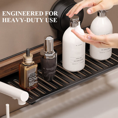 GlideHold® BathroomRack: Modernt Sugande Badrumsställ Med U-Räffla Design