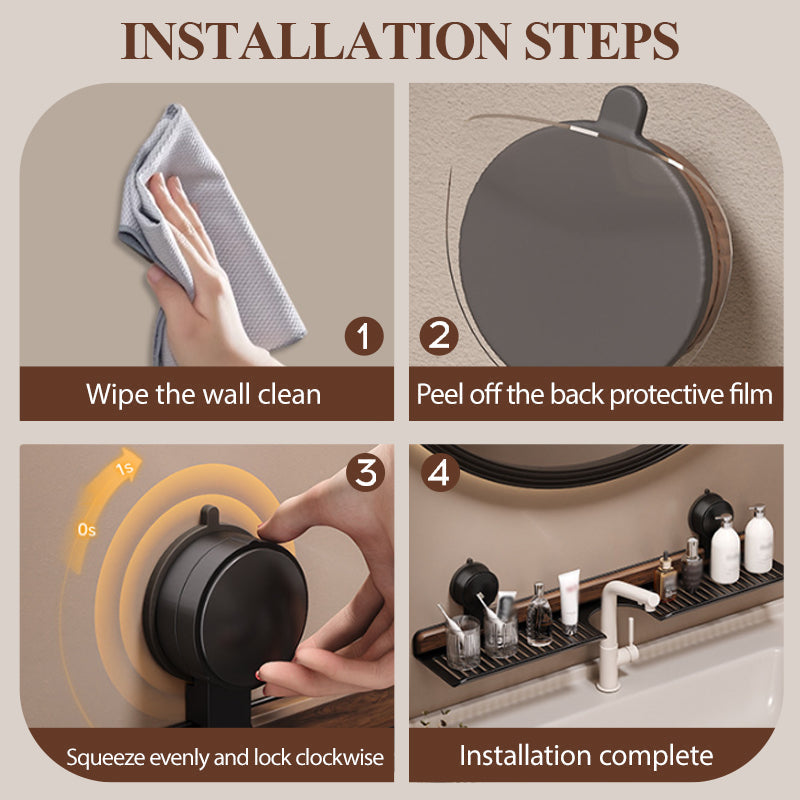 GlideHold® BathroomRack: Modernt Sugande Badrumsställ Med U-Räffla Design